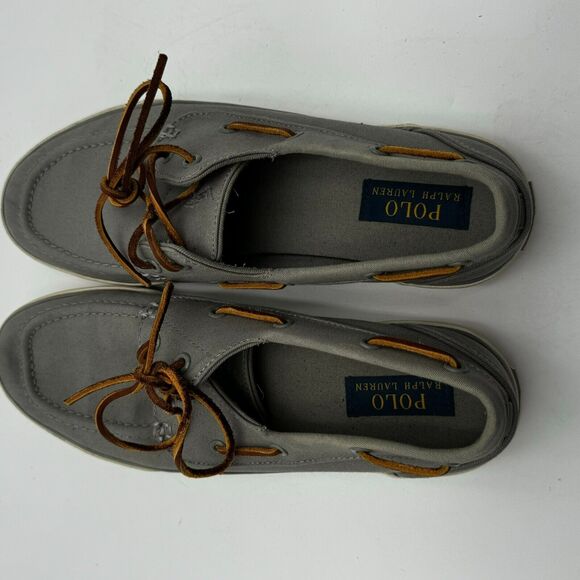 POLO RALPH LAUREN | Men's 10‎ D Canvas Gray Dock Boat Slip on Casual Shoes - Picture 3 of 9